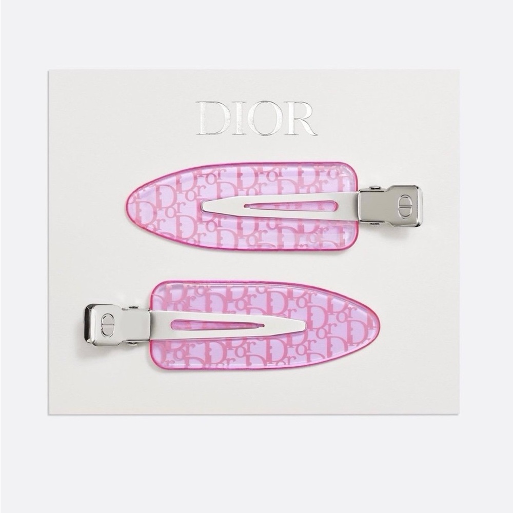 Dior Pink Logo Resin Hair Clips Set